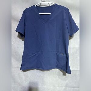 Figs Scrub Top Women’s Large Blue Casma 3 Pocket Medical V-Neck Popover Workwear